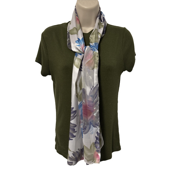 Women's Chiffon Floral Sheer Scarf 10X60" Spring Bloomcore Easter BOHO Wedding - Picture 3 of 5